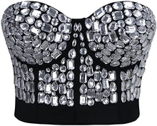 Load image into Gallery viewer, Diamond Black Studded Sweetheart Bustier Corset Crop Top