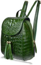 Load image into Gallery viewer, Small Green Crocodile Leather Casual Women&#39;s Backpack