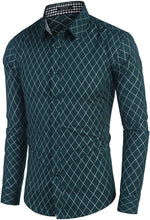 Load image into Gallery viewer, Men&#39;s Diamond Green Printed Down Long Sleeve Shirt