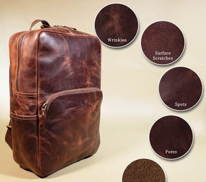 Vintage Deep Brown Genuine Leather Travel Backpack