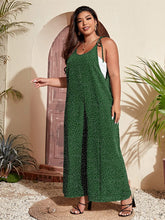 Load image into Gallery viewer, Polka Dots Green Tie Shoulder Plus Size Summer Cami Jumpsuit