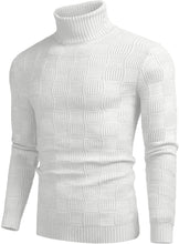 Load image into Gallery viewer, Thermal Ribbed White Pullover Turtleneck Knitted Sweater