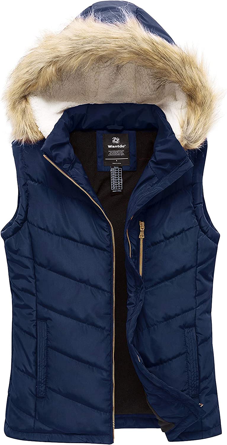 Navy Quilted Hooded Thicken Warm Puffer Winter Vest