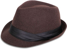Load image into Gallery viewer, Men&#39;s Black-Orange Classic Manhattan Style Fedora Hat