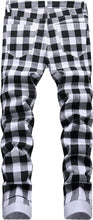 Load image into Gallery viewer, Men&#39;s Casual Black Plaid Stylish Denim Pants