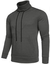 Load image into Gallery viewer, Men&#39;s Dark Grey Turtleneck Long Sleeve Sweatshirt