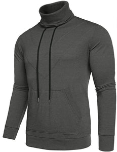 Men's Dark Grey Turtleneck Long Sleeve Sweatshirt