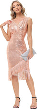 Load image into Gallery viewer, Vintage Rose Gold Sleeveless Cocktail Sequin Dress