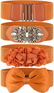 Retro Cinch Orange Vintage Style 4 Pieces Belt