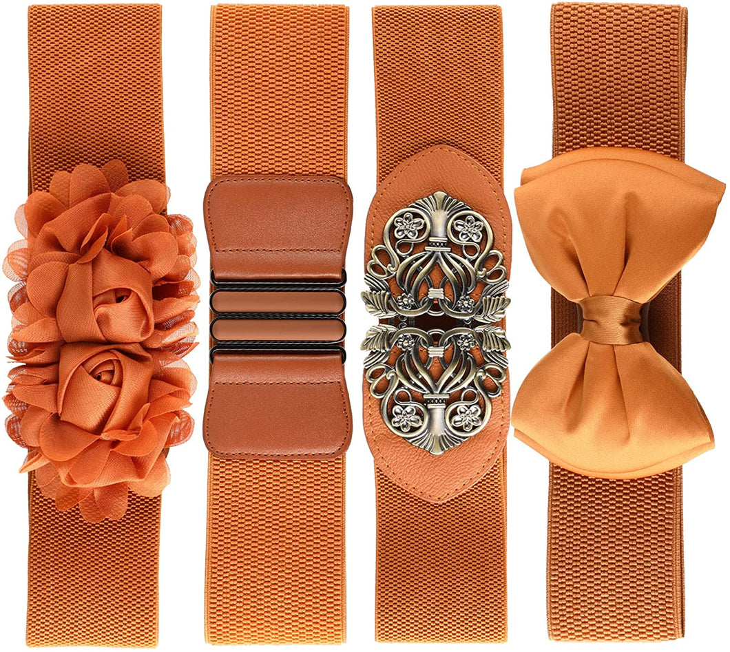 Retro Cinch Orange Vintage Style 4 Pieces Belt