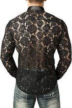 Load image into Gallery viewer, Men&#39;s Designer White Rose Lace Long Sleeve Shirt