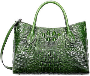 Satchel Designer Green Crocodile Top Handle Bag