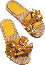 Load image into Gallery viewer, Summer Yellow Printed Brown Braided Sandals