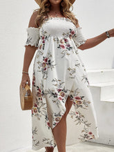 Load image into Gallery viewer, White Floral Plus Size Off Shoulder Summer Dress