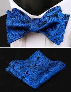 Paisley Cummerbund Royal Blue Tie Set