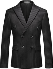 Load image into Gallery viewer, Pinstripe Black Charming 3 Piece Double Breasted Suit