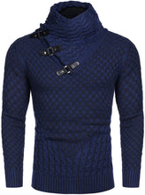 Load image into Gallery viewer, Men&#39;s Navy Blue Long Sleeve Slim Fit Designer Knitted Turtleneck Sweater