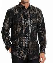 Load image into Gallery viewer, Men&#39;s Black Luxury Geometric Print Long Sleeve Shirt