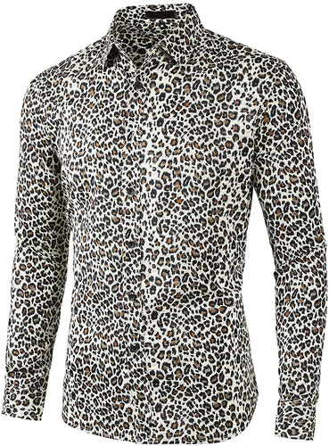 Vintage Animal Print Button Down Long Sleeve Shirt