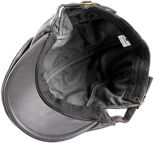 Men's Dark Grey PU Leather Classic Newsboy Cap