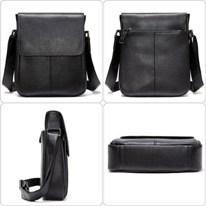 Genuine Black Full Grain Leather Crossbody Bag