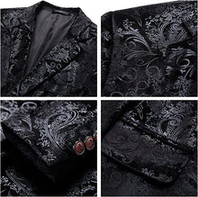 Load image into Gallery viewer, Men&#39;s Black Paisley Long Sleeve Blazer &amp; Pants Slim Fit 2pc Suit