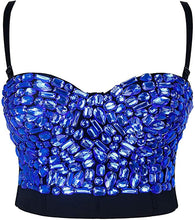 Load image into Gallery viewer, Diamond Blue Studded Sweetheart Bustier Corset Crop Top
