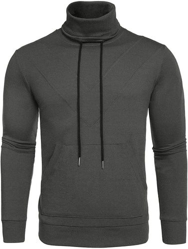 Men's Dark Grey Turtleneck Long Sleeve Sweatshirt