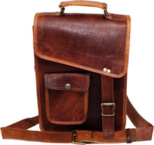 Load image into Gallery viewer, Superior Tan Leather Distressed Messenger Bag