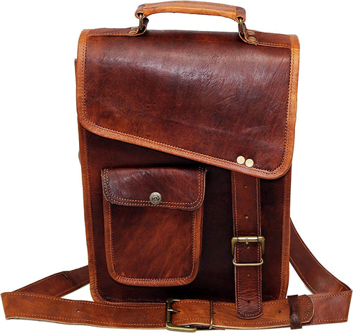 Superior Tan Leather Distressed Messenger Bag