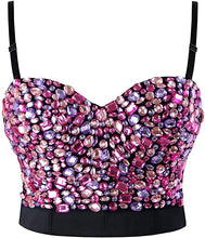 Load image into Gallery viewer, Diamond Black/Silver Studded Sweetheart Bustier Corset Crop Top