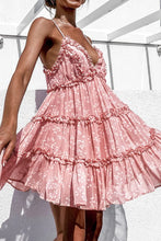 Load image into Gallery viewer, Rose Pink Floral Print Summer Swing Dress