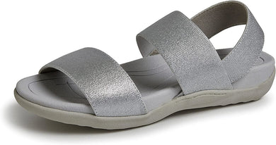 Comfy Silver Sling Back Rubber Strappy Sandals