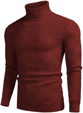 Load image into Gallery viewer, Thermal Ribbed Wine Red Pullover Turtleneck Knitted Sweater