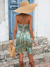 Load image into Gallery viewer, Tropical Paisley Print Sleeveless Satin Mini Dress