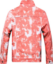 Load image into Gallery viewer, Dyed Pink Ripped Denim Men&#39;s Jacket