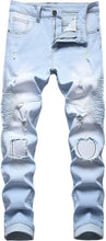 Load image into Gallery viewer, Light Blue Distressed Men&#39;s Denim Pants