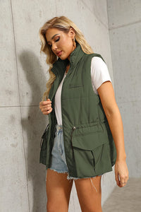 Lightweight Sleeveless Padded Outwear Jacket Vest With Pockets