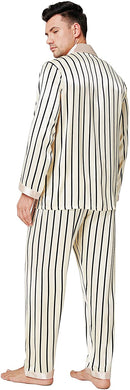 Michael Beige Silk Satin Pajamas Two-Piece Set