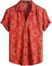 Load image into Gallery viewer, Men&#39;s Circle Orange Print Casual Short Sleeve Shirt