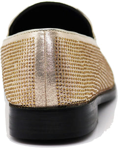 Vintage Gold Rhinestone Slip On Loafer Dress Shoes