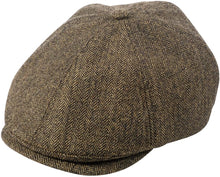 Load image into Gallery viewer, Men&#39;s Coffee Brown Herringbone Newsboy Cap