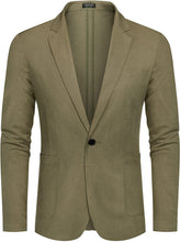 Load image into Gallery viewer, Men&#39;s Army Green Lightweight Long Sleeve Lapel Blazer