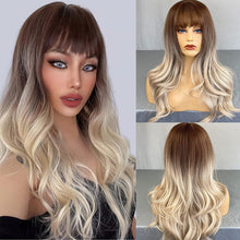 Load image into Gallery viewer, Natural Looking Long Wavy Synthetic Wig w/Bangs