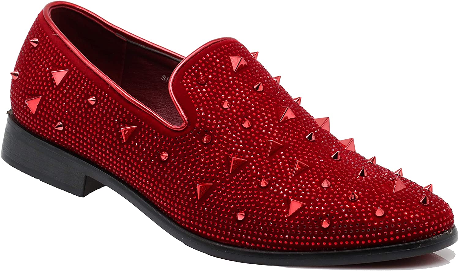 Red Spiked Glitter Smoking Loafer 9.5 / Red