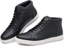 Load image into Gallery viewer, Black Genuine Leather Men&#39;s Casual Oxford Sneaker
