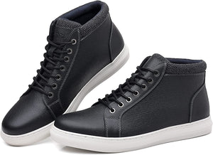 Black Genuine Leather Men's Casual Oxford Sneaker