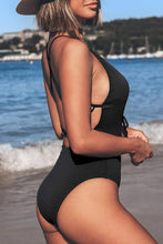 Load image into Gallery viewer, Cabana Black One Piece Lace Up Swimsuit
