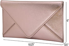 Load image into Gallery viewer, Glam Metallic Embossed Dark Gold Envelope Style Clutch Purse