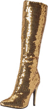 Load image into Gallery viewer, Swish Gold Sequin Knee High Boots